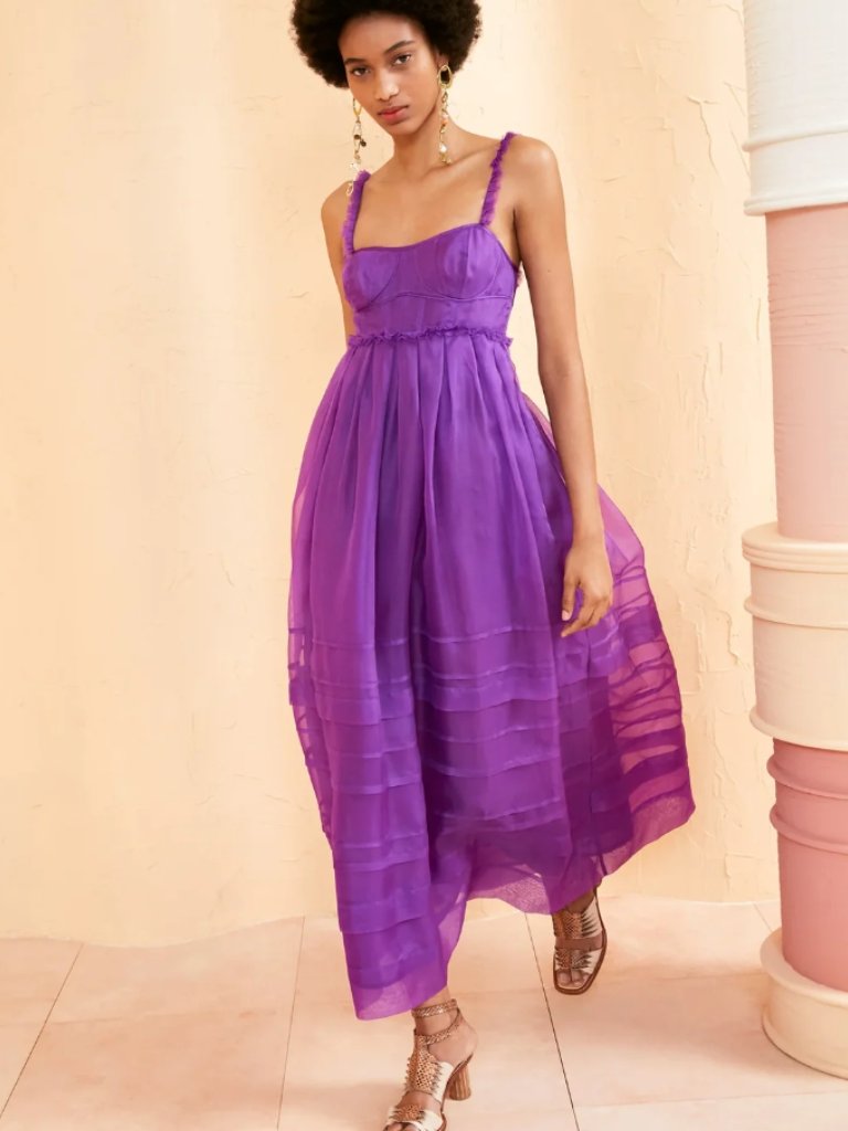Nwot Ulla Johnson Priscilla Silk Midi Dress In Cassis M $890